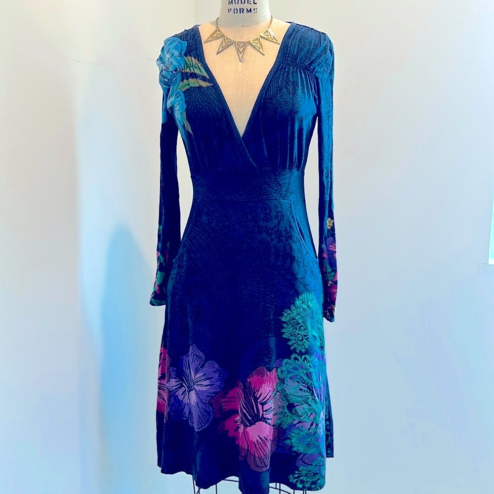 Desigual boho-chic long sleeve knit dress